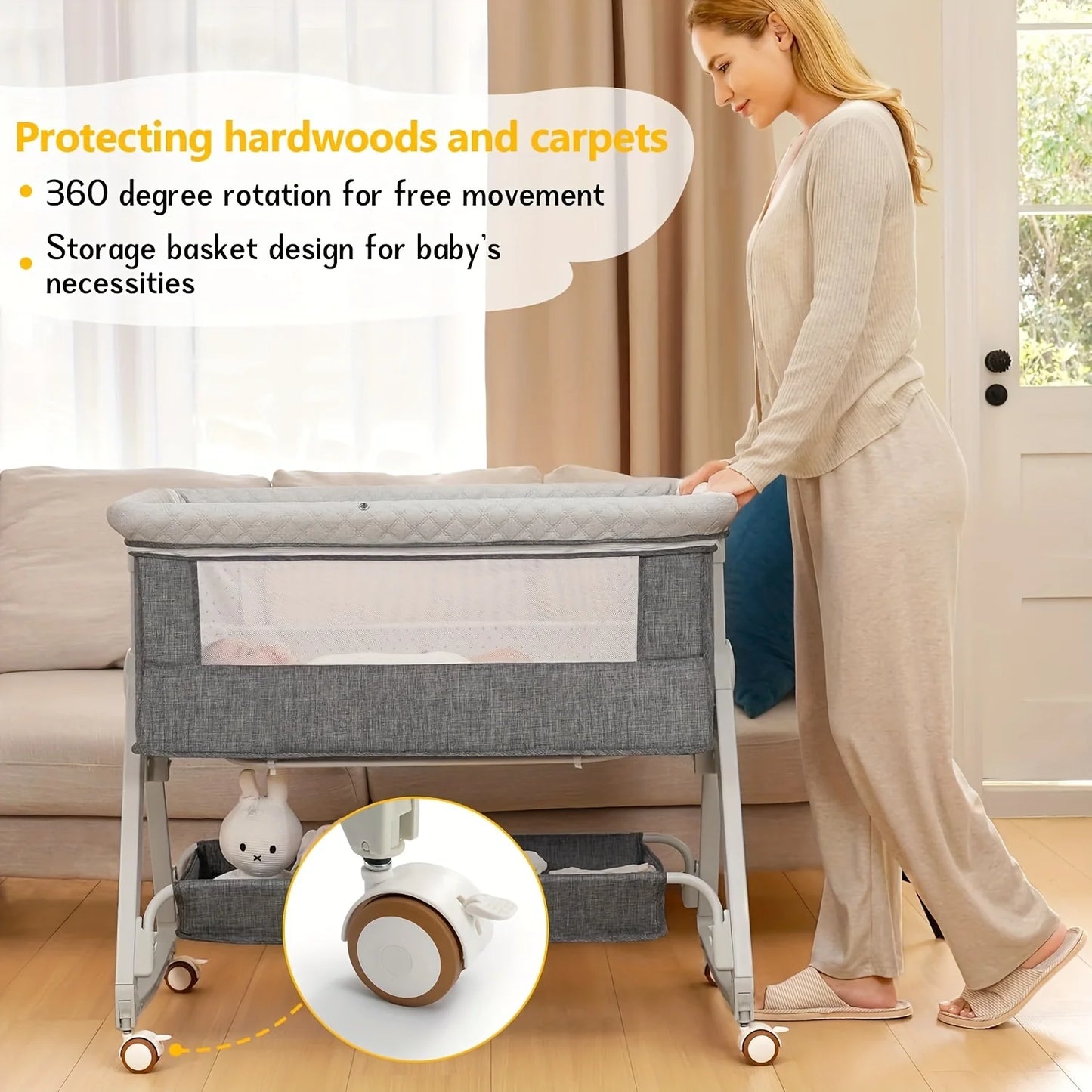 Baby Bassinet with Wheels