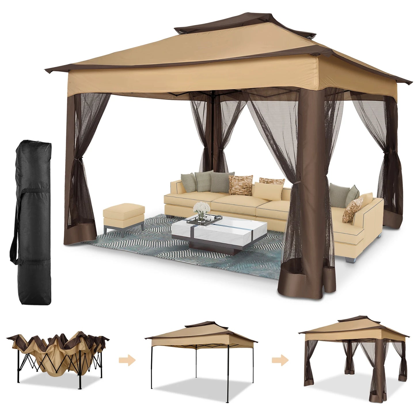 Pop up Gazebo with Mosquito Netting Canopy Tent