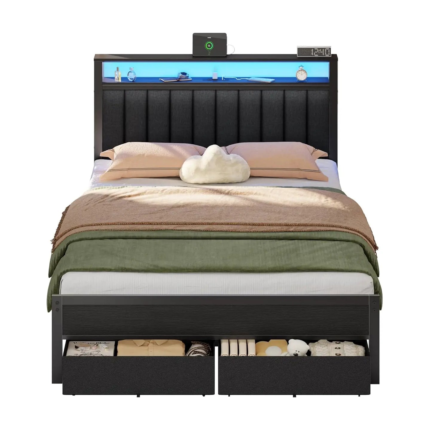 Bed Frame with Charging Station