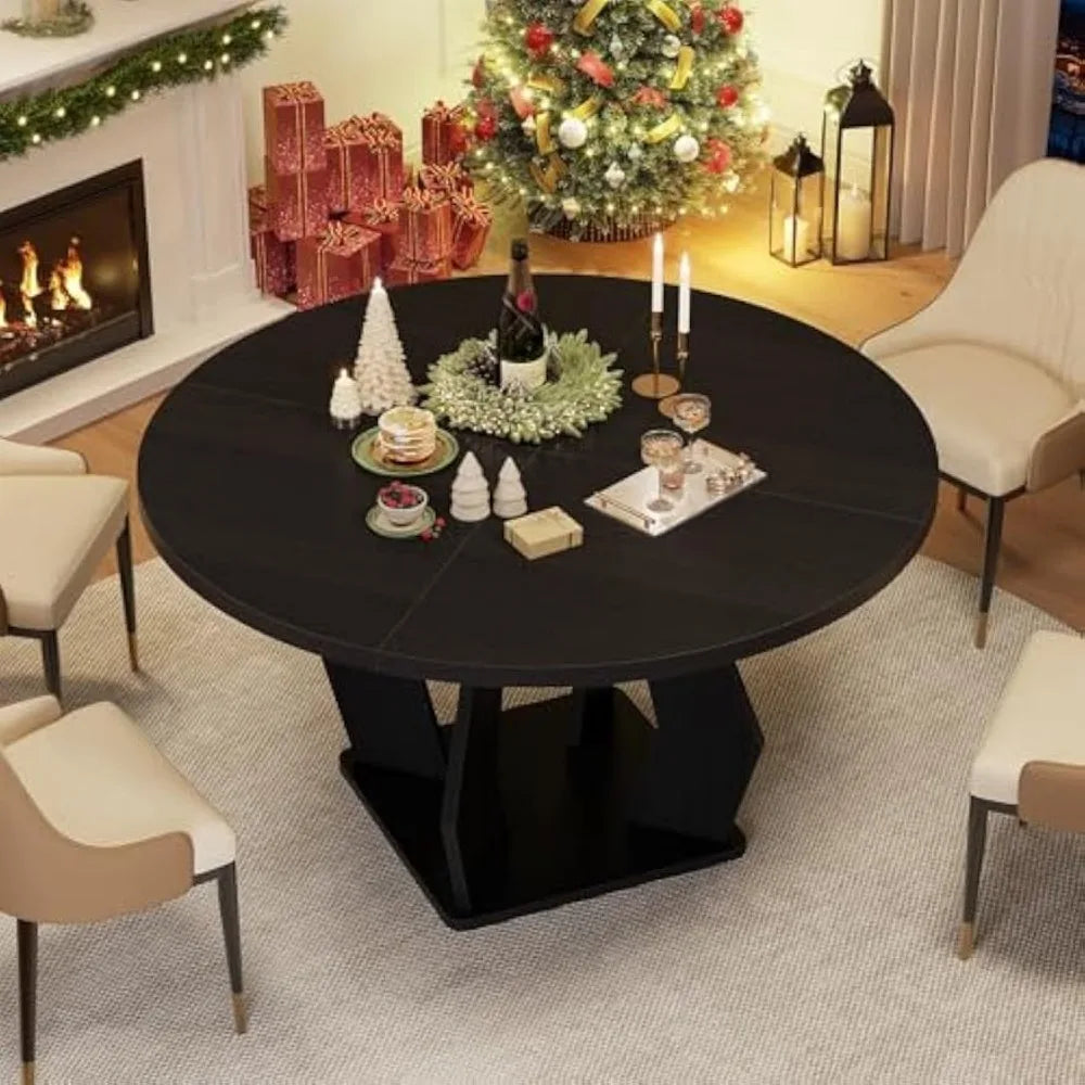 Round Dining Table with Spacious Tabletop