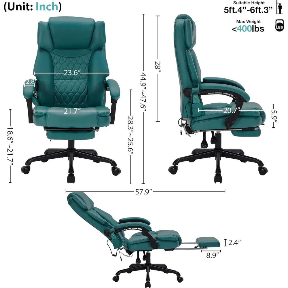 Massage Office Chair with Foot Rest and 6 Points Vibration with Heat