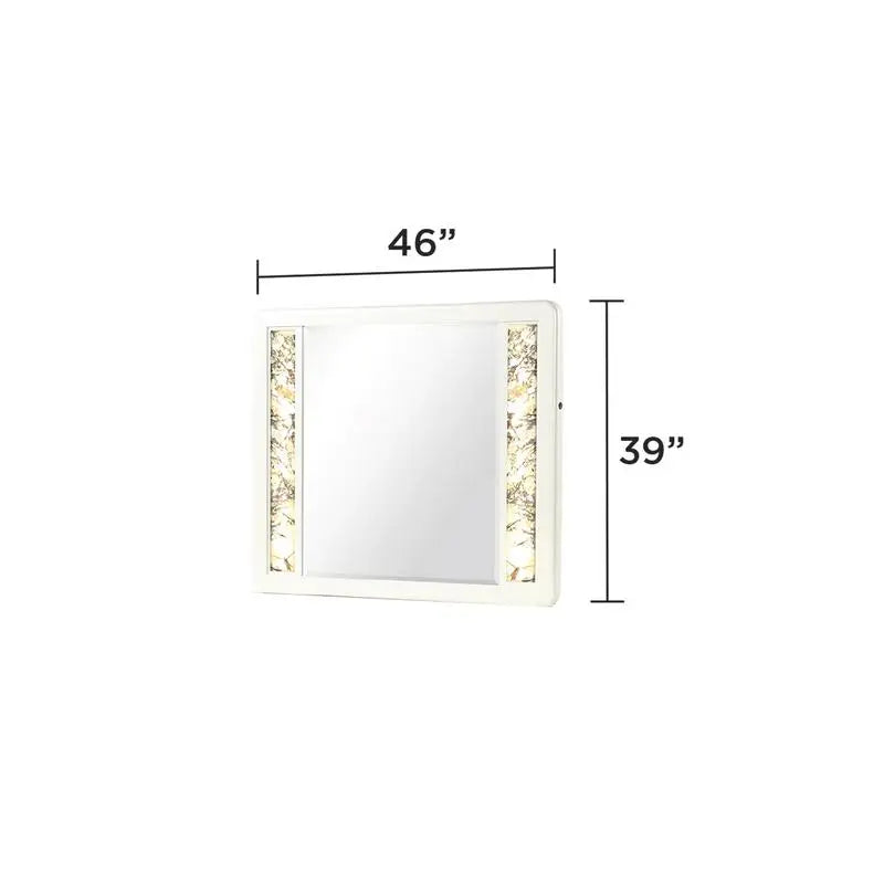 Bedroom Set with Wood Frame and Gold Accents Beige