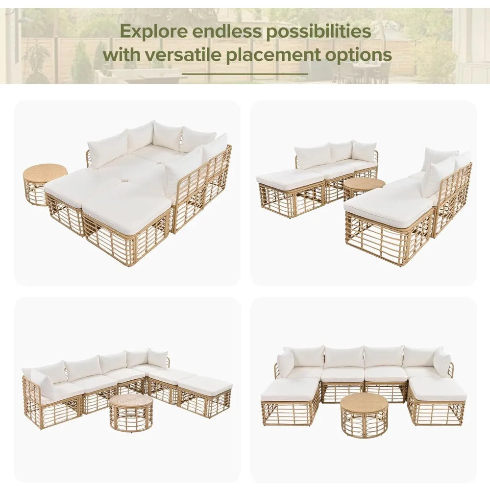 Outdoor Sectional Sofa PE Rattan Wicker
