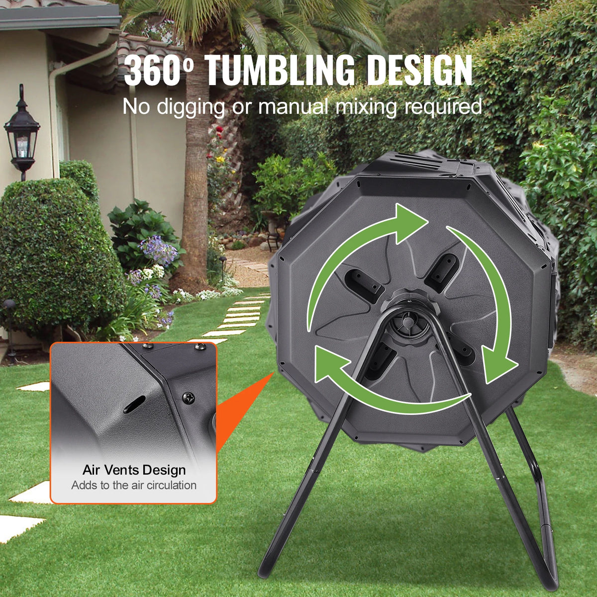 Compost Bin Dual Chamber Composting Tumbler