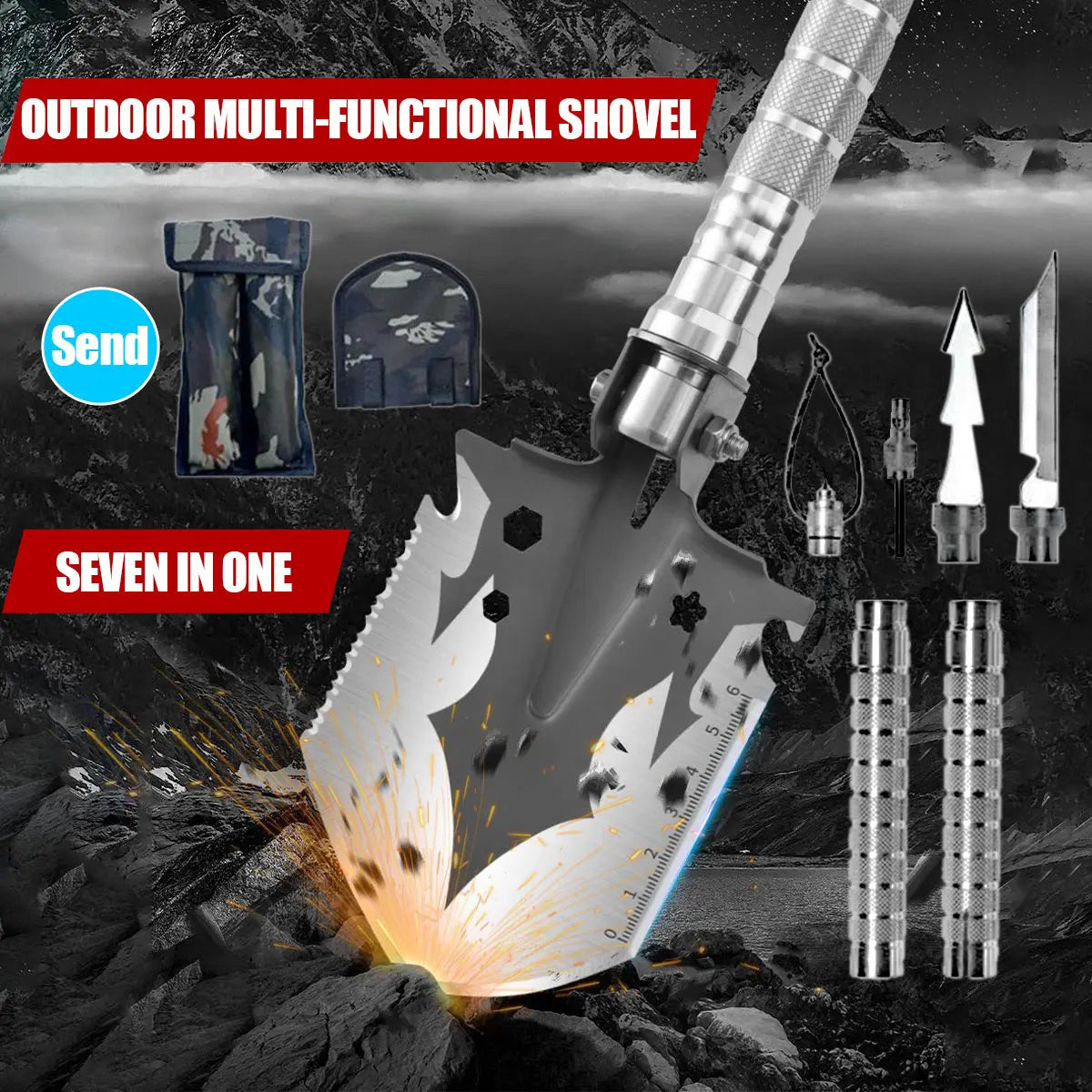 Multi Functional Detachable Foldable Military Electric Shovel Tools