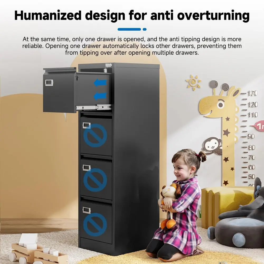Metal Vertical File Cabinet with Lock