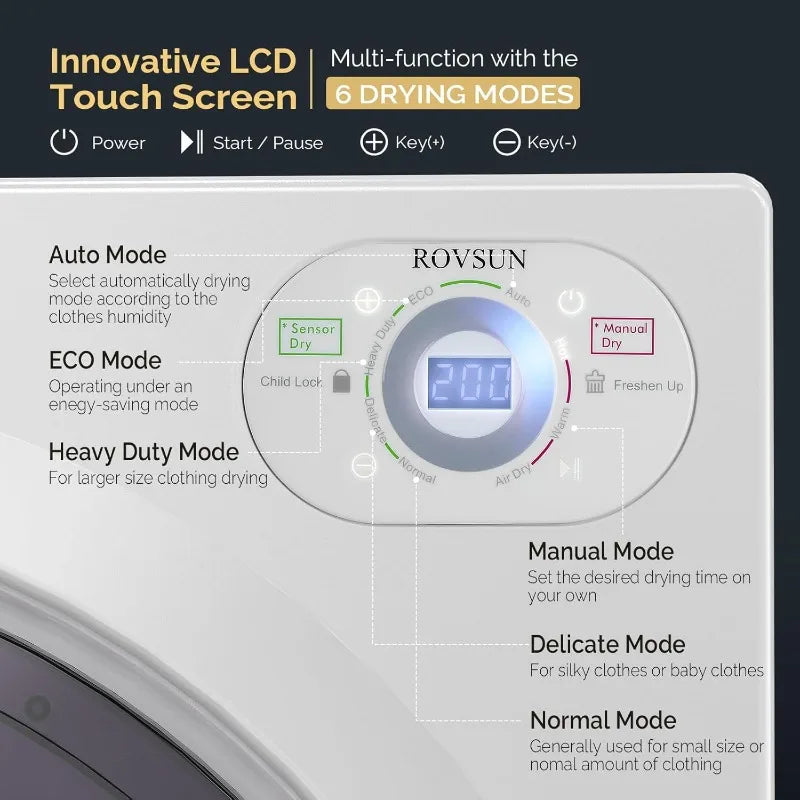 Fast Drying Front Load Tumble Laundry Dryer with Stainless Steel Tub