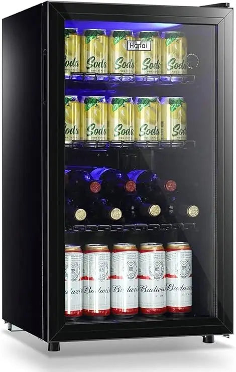 Small Beverage Refrigerator with 7 Thermostat LED Lights