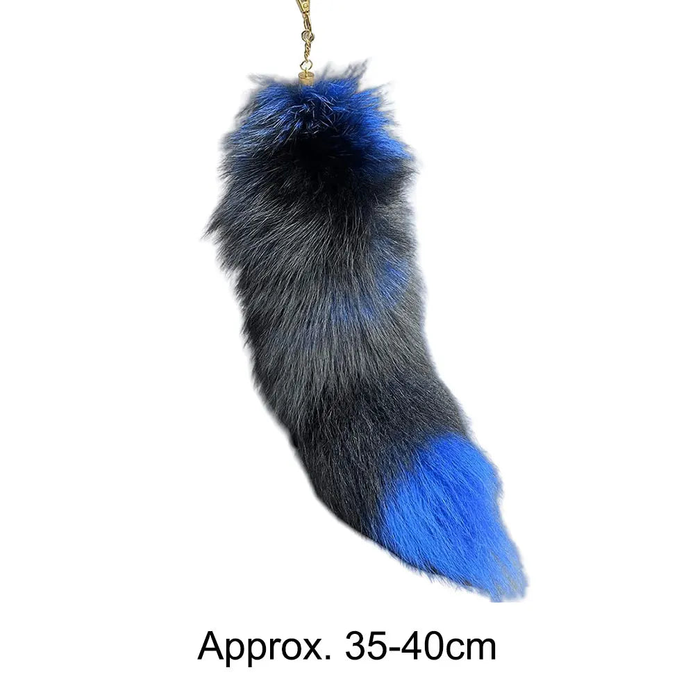 Huge Fluffy Faux Fur Fox Tail Keychain Therian Tail Fox Tail Keychain Cute Animal Tail Keychain Cosplay Tail Gift for Women Girl