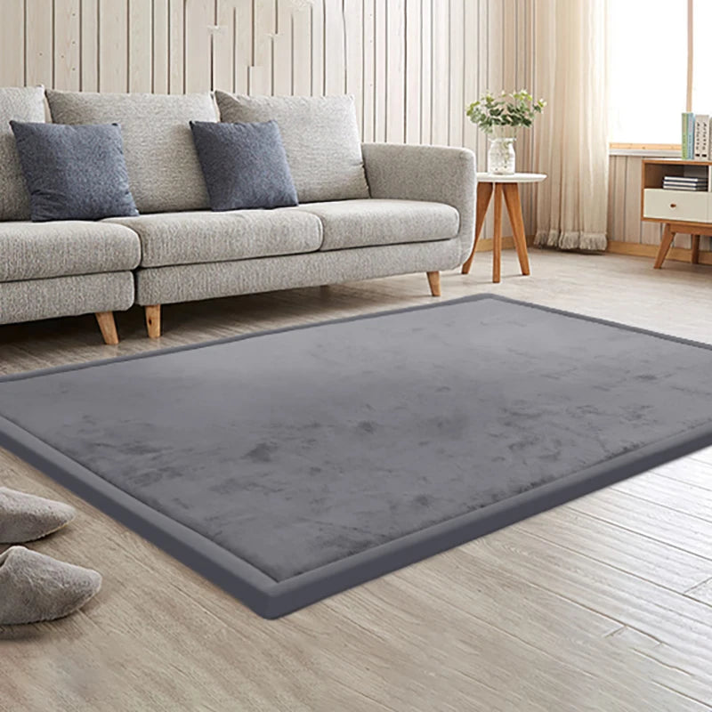 Living Room Large Coral Velvet Solid Carpet