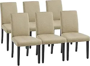 Dining Chairs Set of Faux Leather and Rubberwood Legs and Padded Seat
