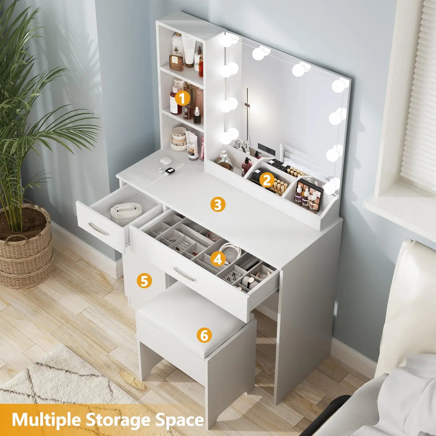 Makeup Vanity Desk w/Mirror Lights