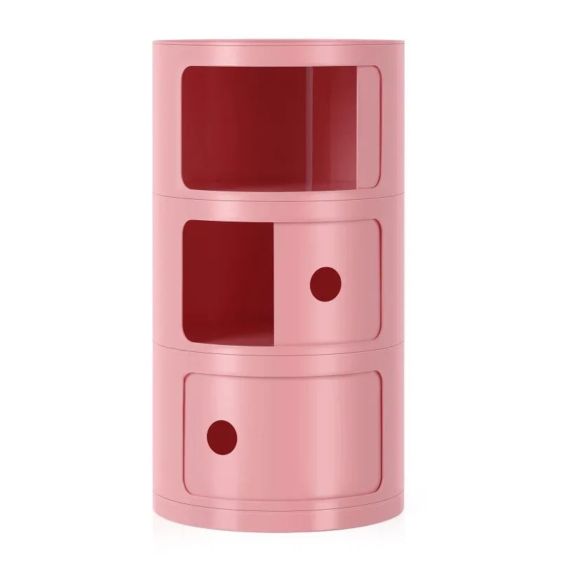 Round Bedside Nightstand Storage Unit