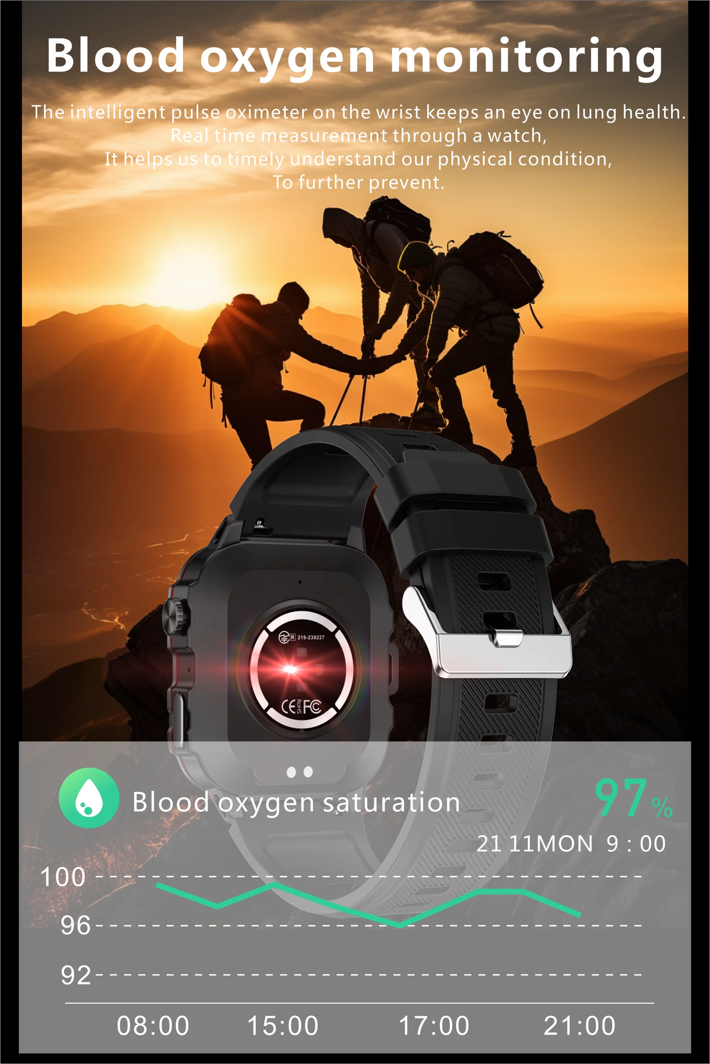 New For Xiaomi Military Smart Watch Outdoor Sports Fitness Tracker
