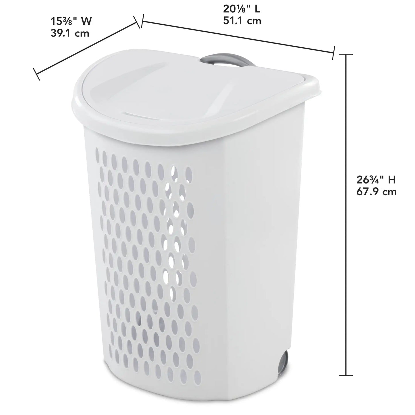 (2-Pack) Plastic Laundry Basket with Wheels
