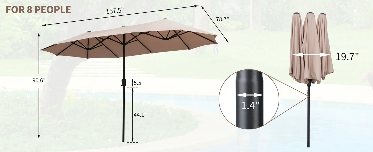Outdoor Double-Sided Extra Large Table Umbrella