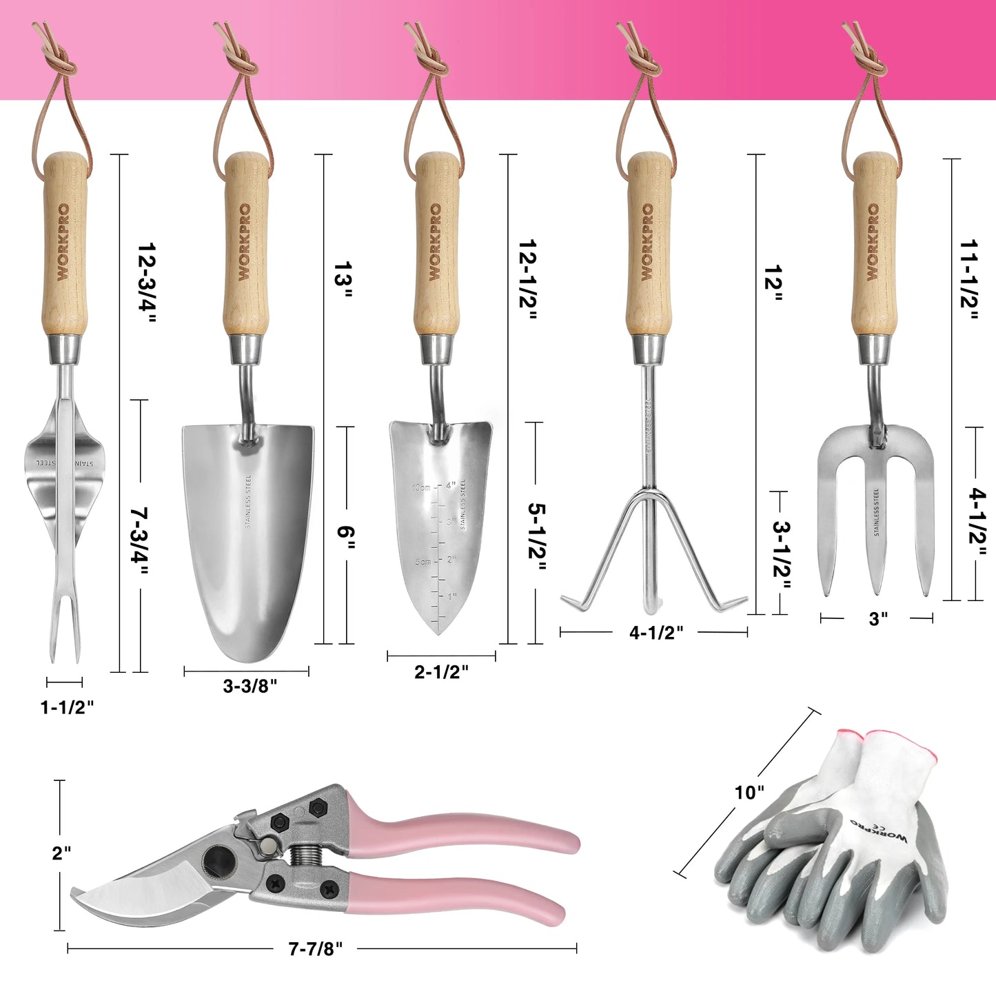 Pink Garden Stainless Steel Gardening Tools Set