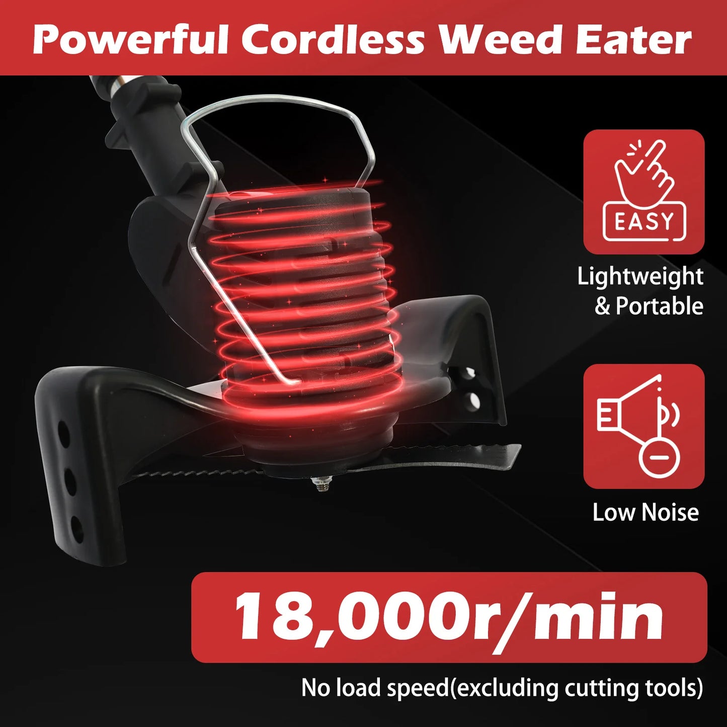 Cordless Electric Weed Wacker with 2x2.0Ah Battery 21V