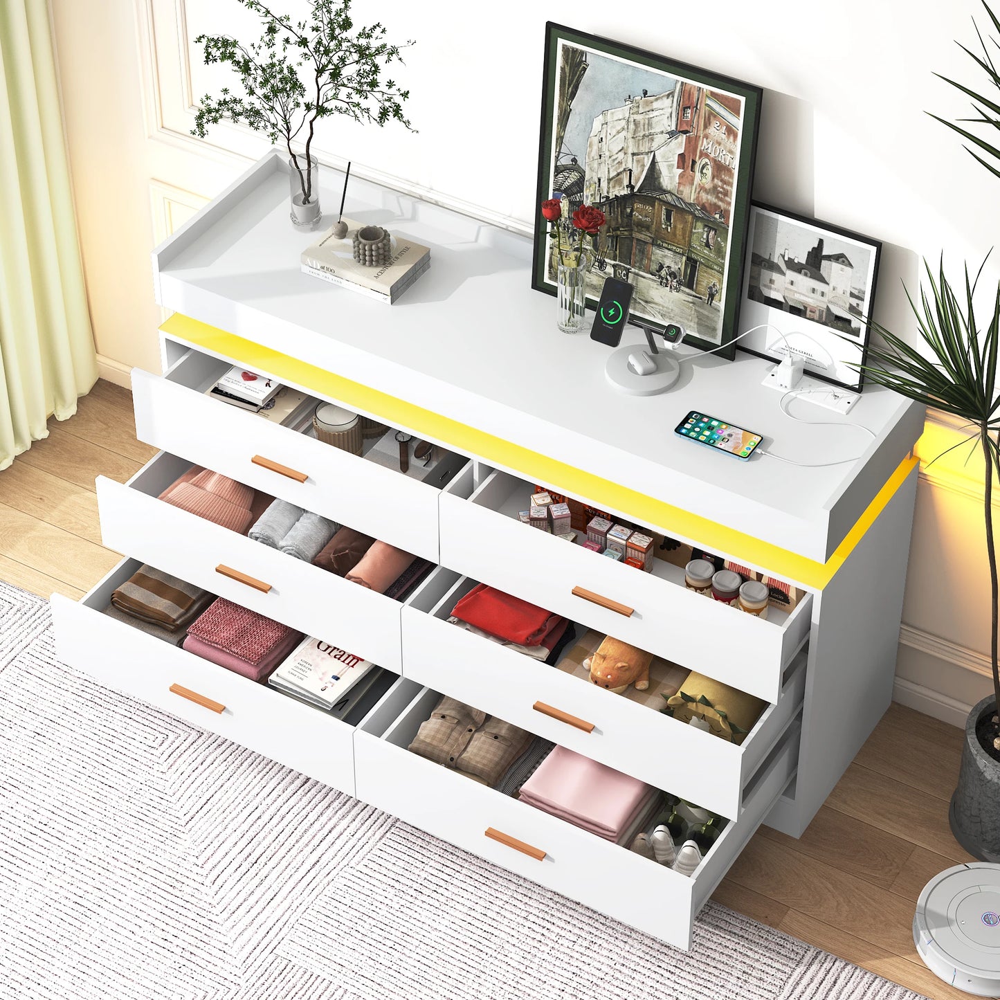 Modern Chest Drawers with LED Light for the Bedroom