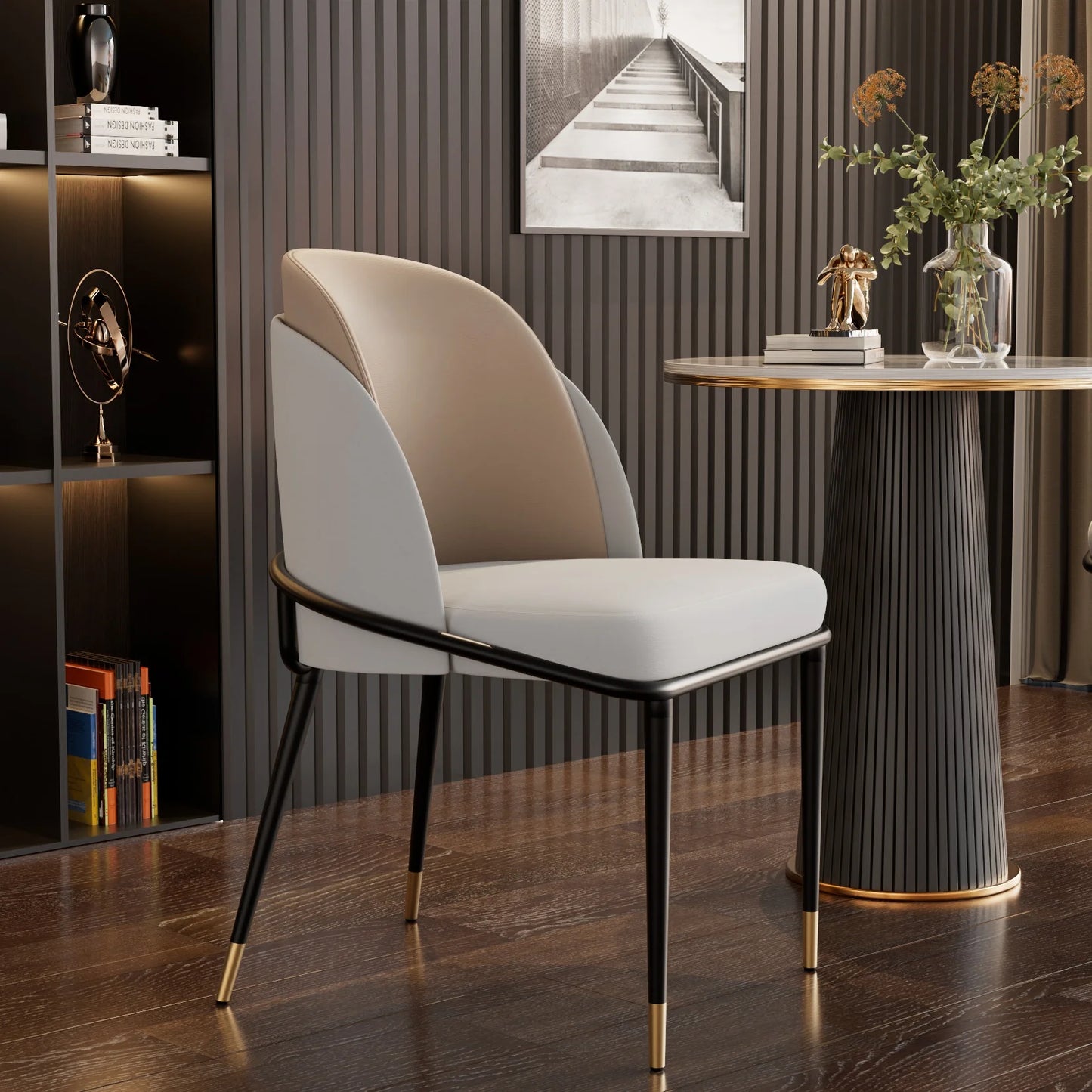 Luxury Set Of 2 Accent Leisure Microfiber Leather Dining Chairs