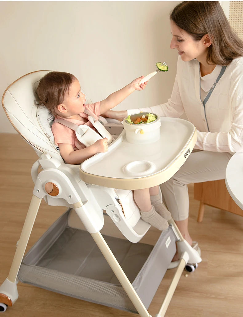 Adjustable Height Baby High Chair with Removable Seat and Tray