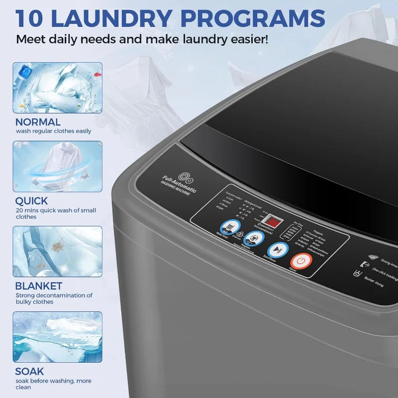 Portable Washing Machine & Dryer Combo with Drain Pump