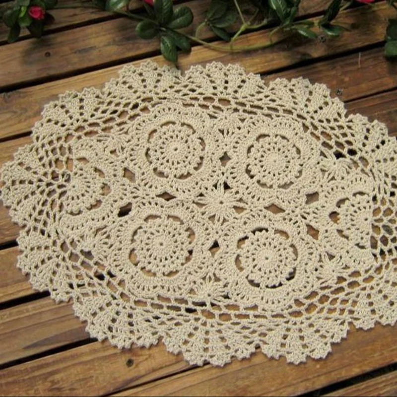Vintage Crocheted Doilies Oval Table Mat