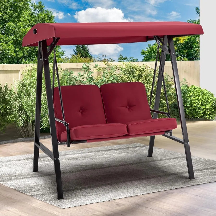 Outdoor Patio Swing Chair with Adjustable Canopy