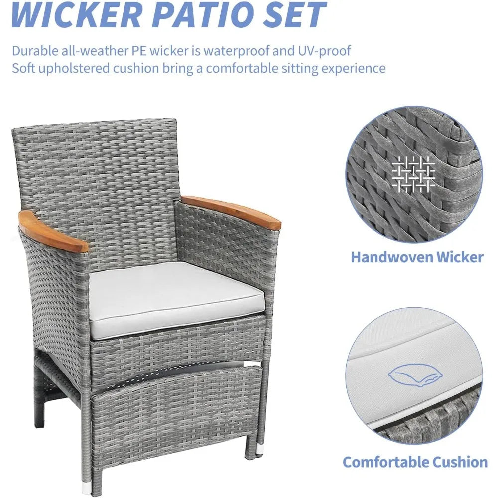 Outdoor Patio Furniture Set with Table & Ottoman