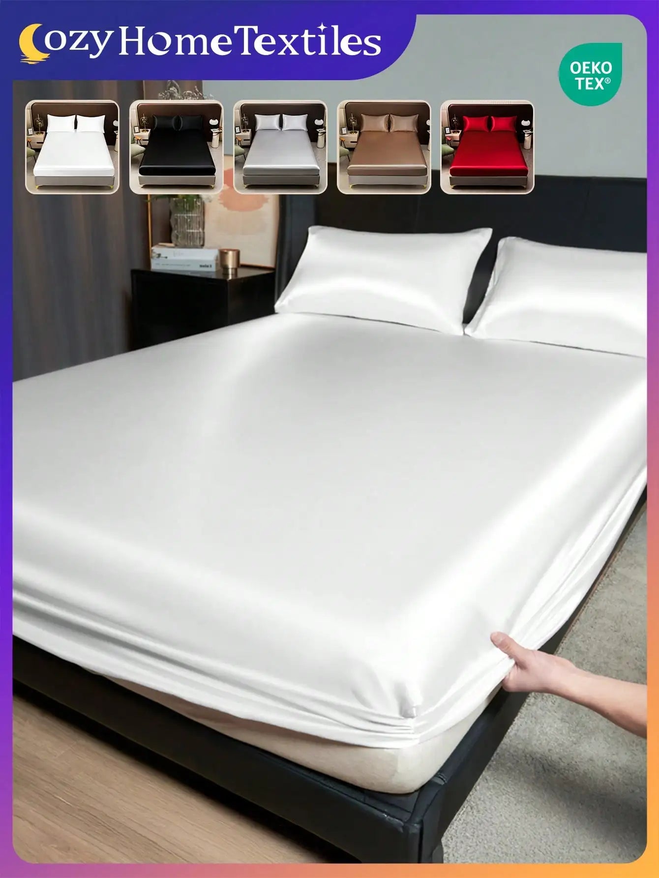 Satin Bedding Set With Fitted Sheet