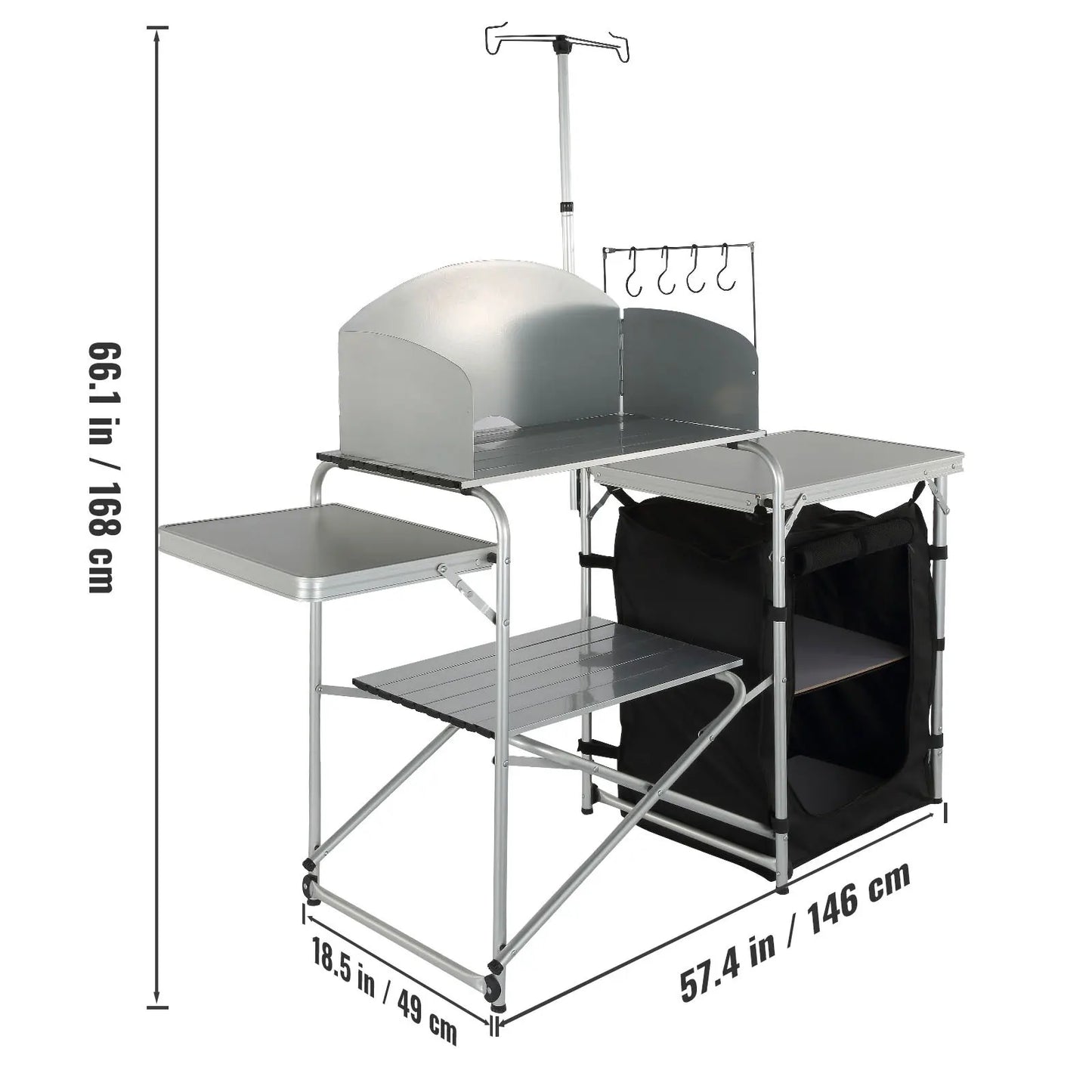 Outdoor Table Cabinet Foldable Cooking Storage Rack