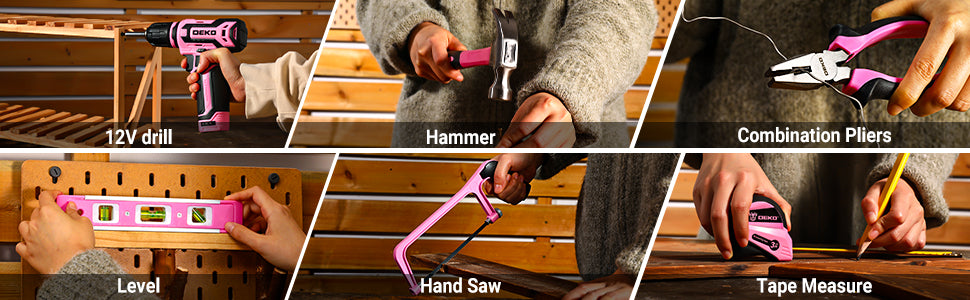 Mechanic Toolbox with Cordless Drill Hand Repair Tools Set