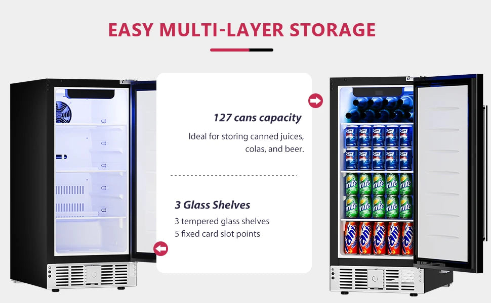 Beverage Refrigerator with Cooler Built-in Fridge