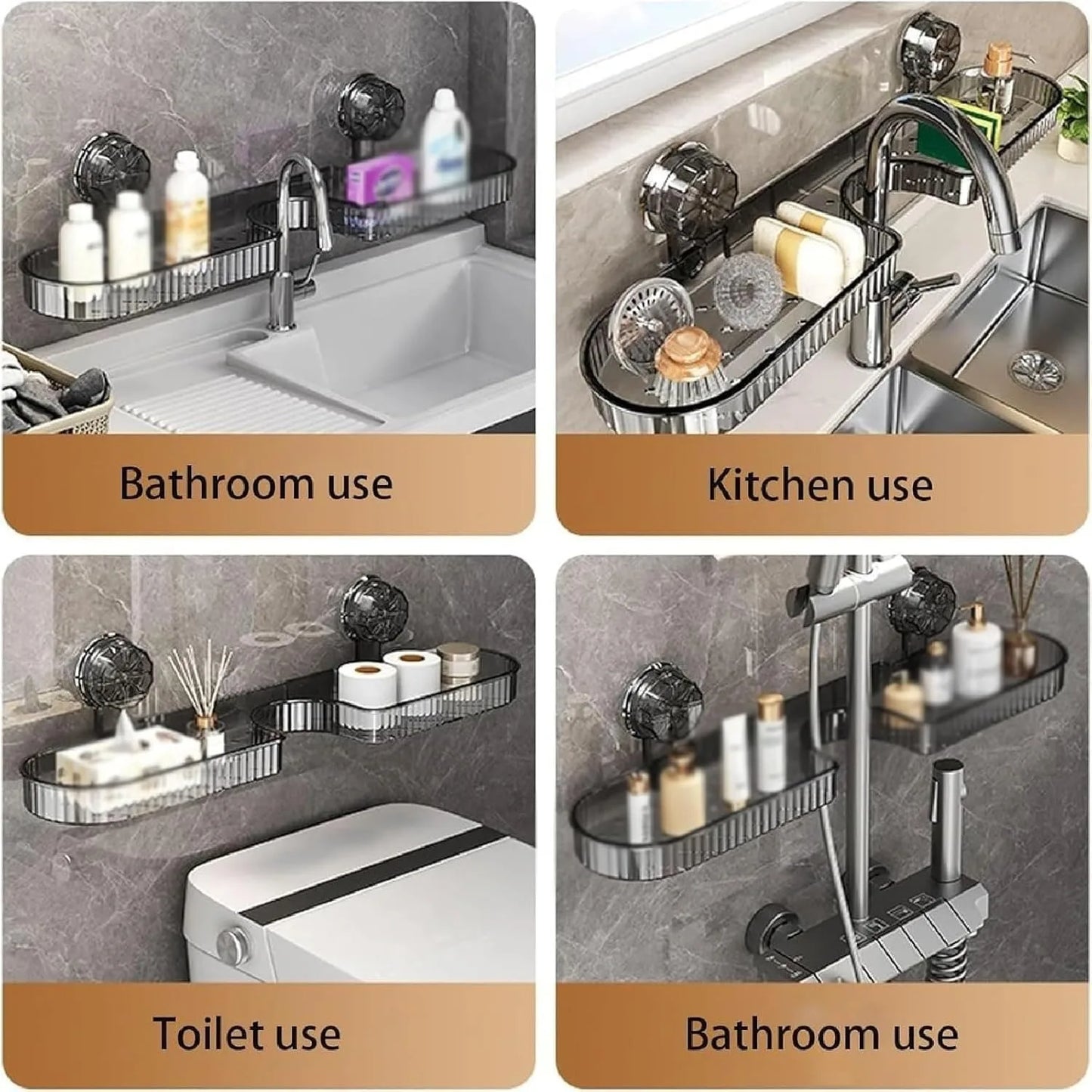 Suction Cup Shower Shelf Organizer - Wall Mounted