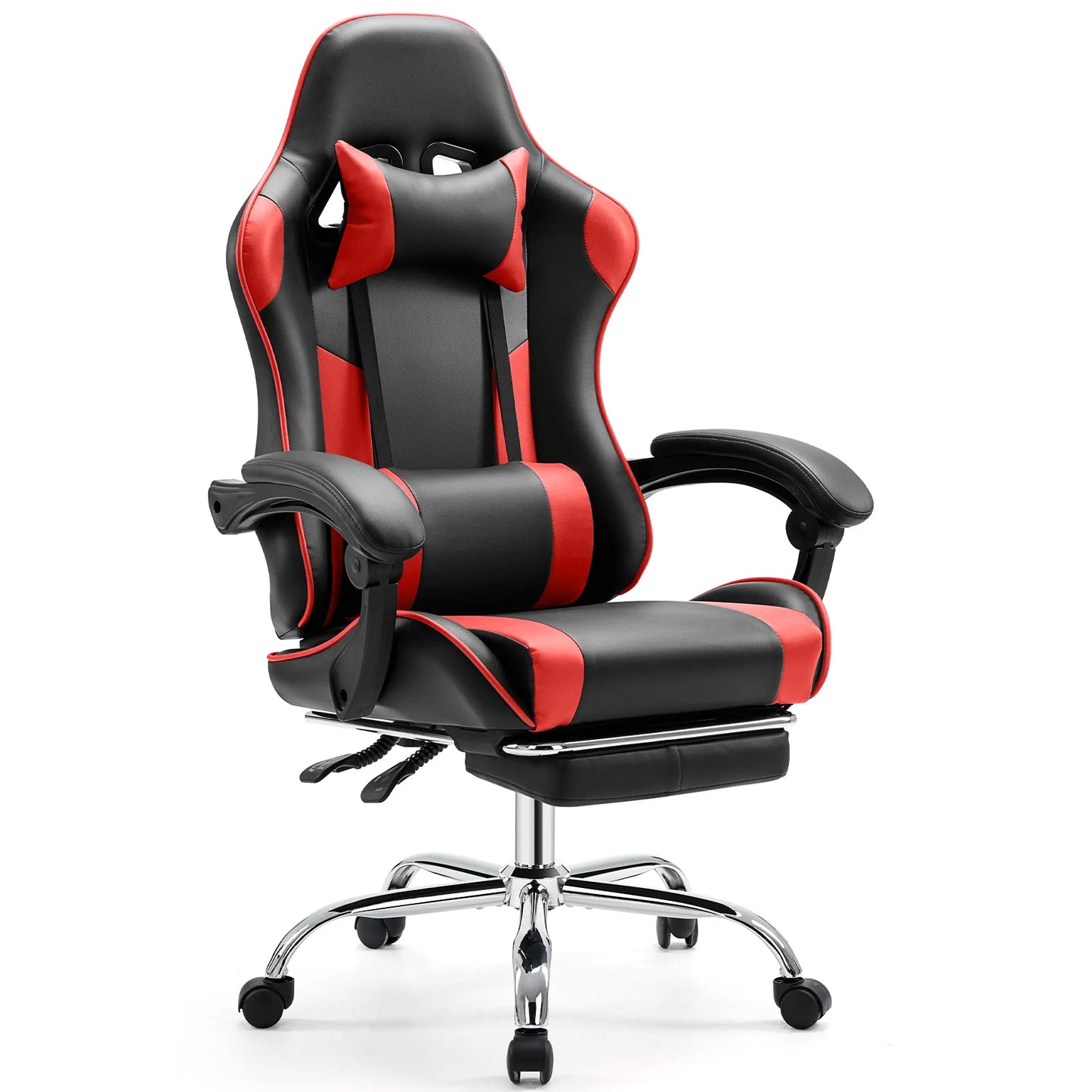 Swivel PU Leather with Headrest and Lumbar Support Gaming Chair
