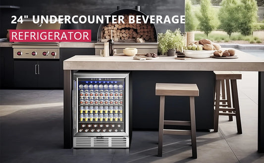 Under Counter Beverage Fridge with Glass Door