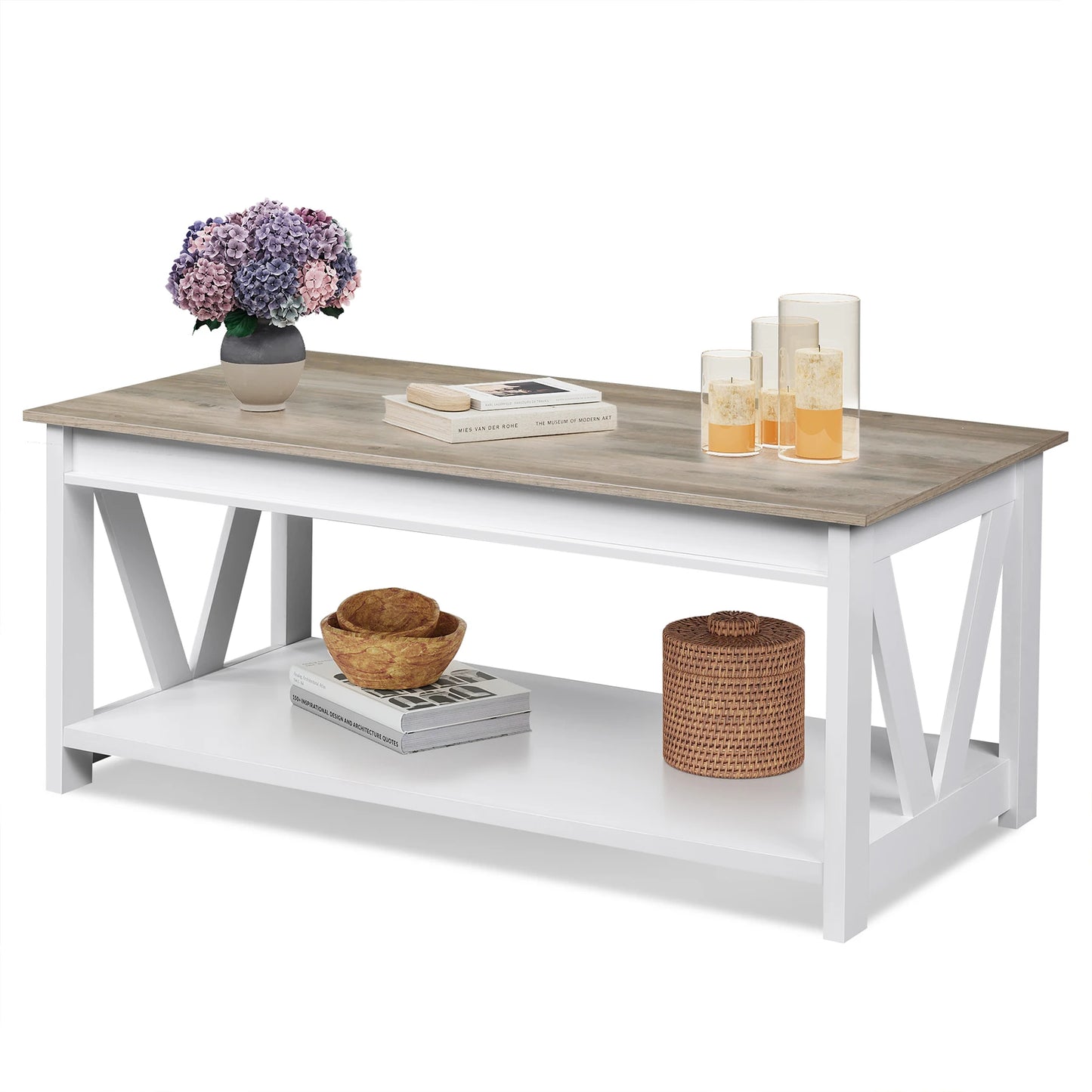 V Shaped Support Storage Shelf Coffee Table
