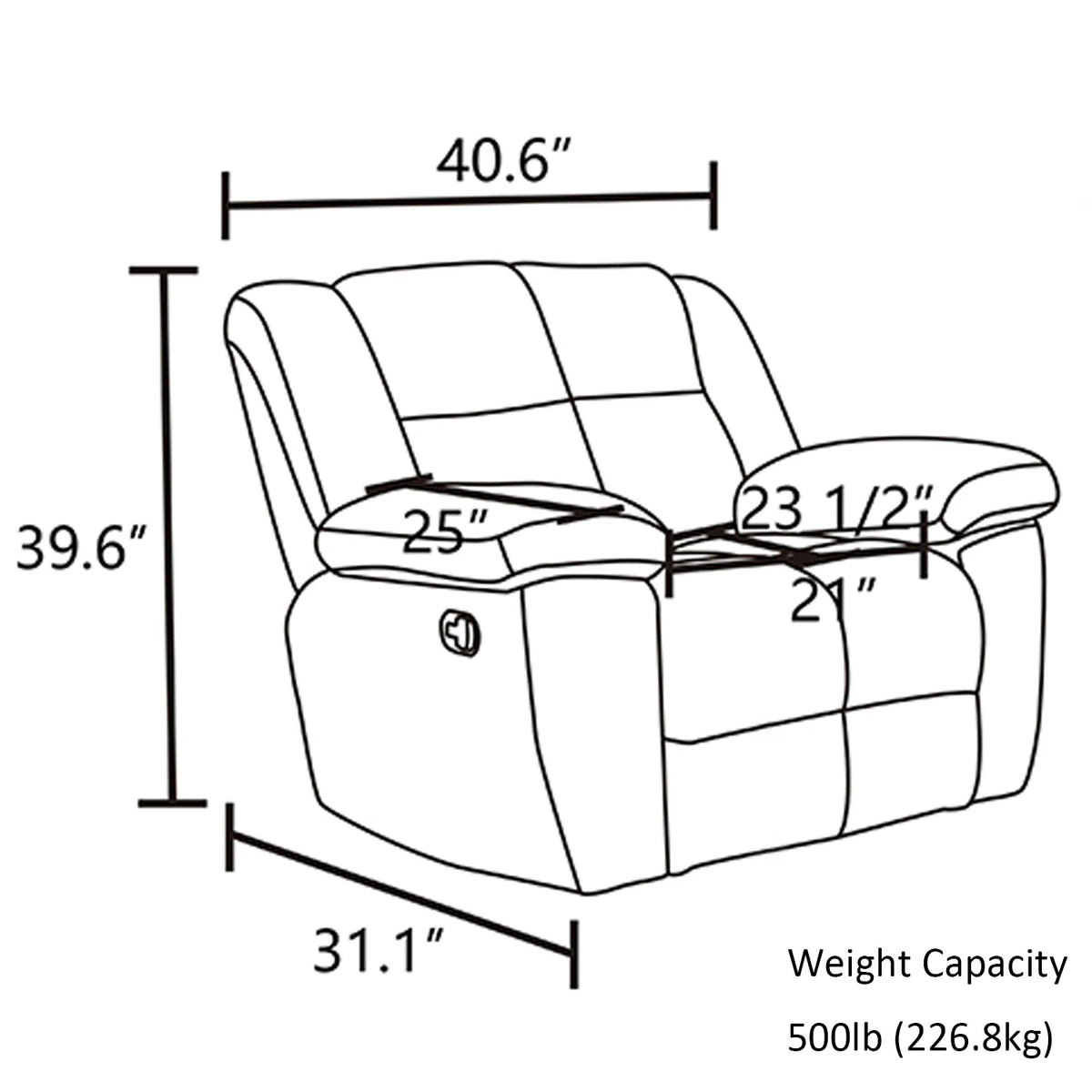 Corduroy Smart Recliner Sofa - for Living Room