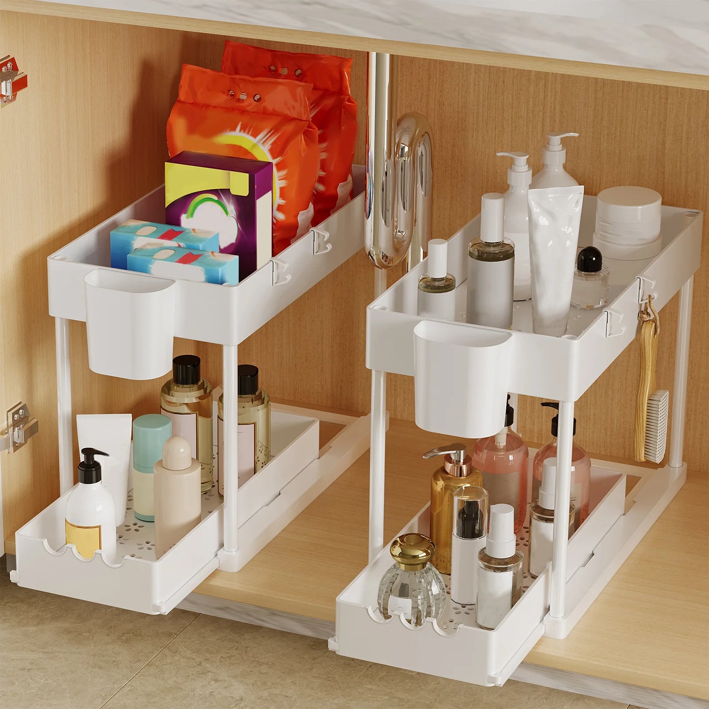Pull-Out Under Sink Rack Sliding Cabinet Organizer
