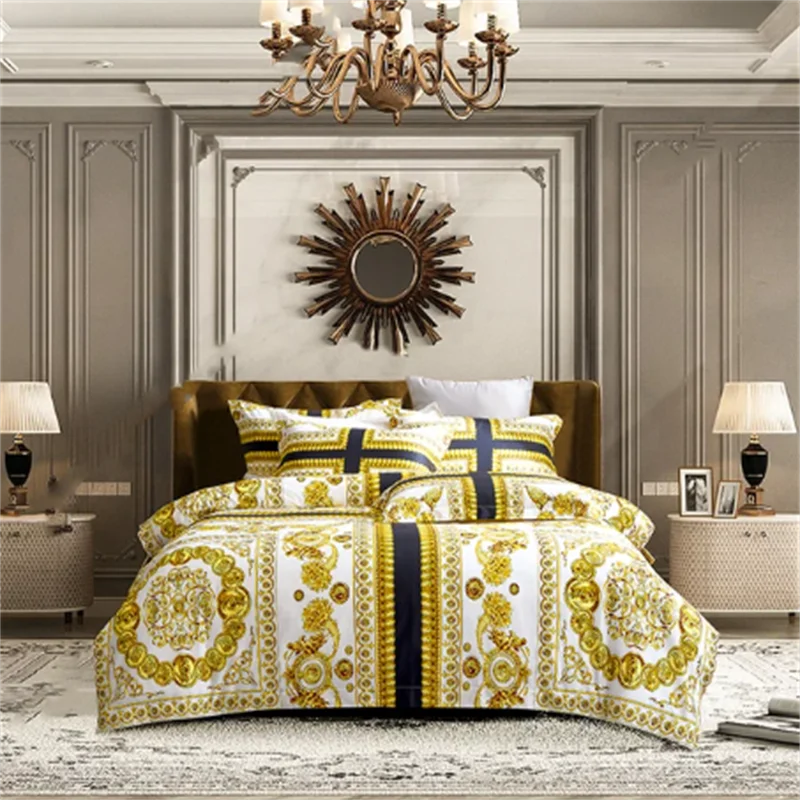 Luxury Modern Style Digital Printing Cotton Fabric Bedding Set