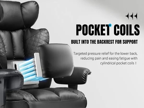 Office Chair Ergonomic Leather with Footrest