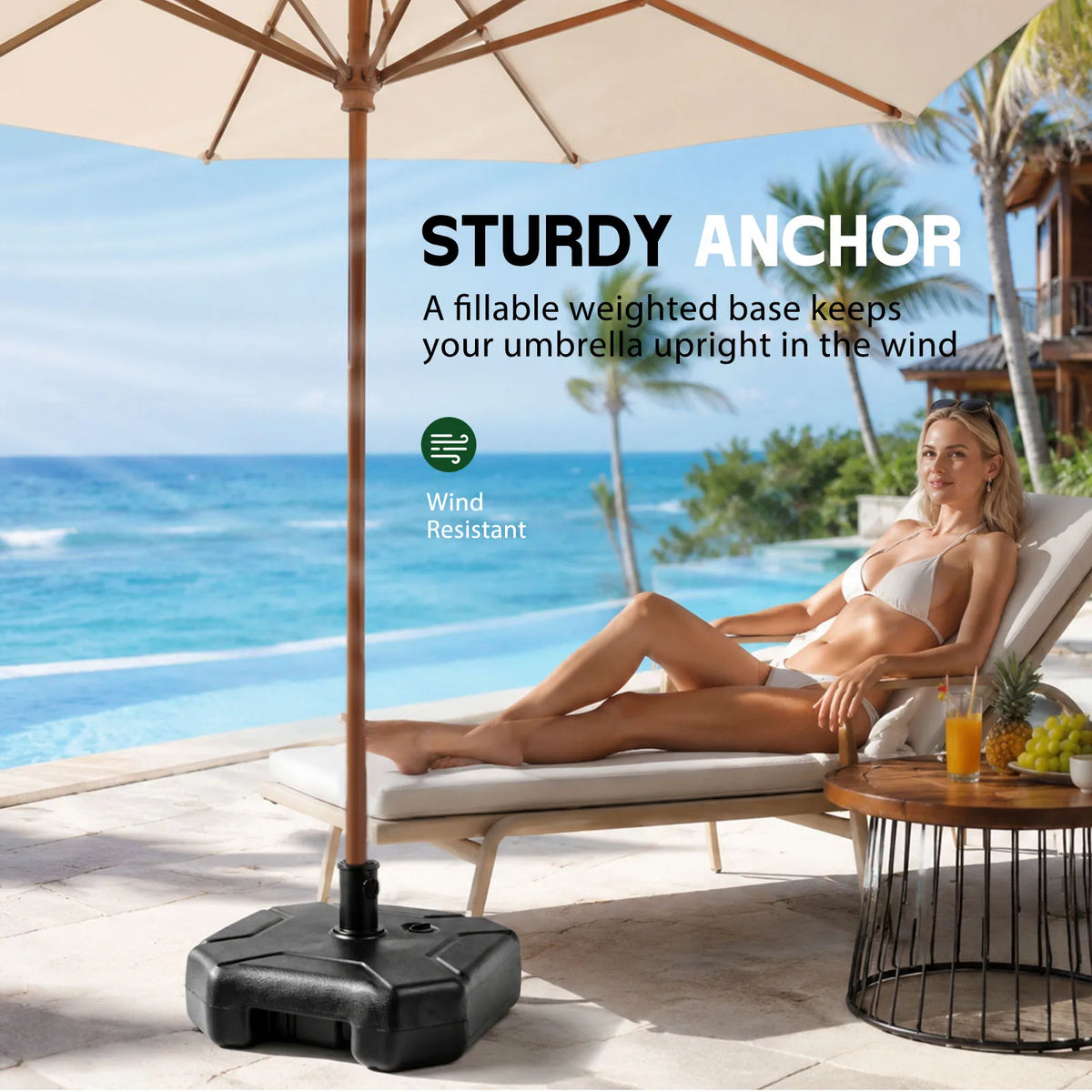Heavy‑Duty Fillable Patio Umbrella Base Stand