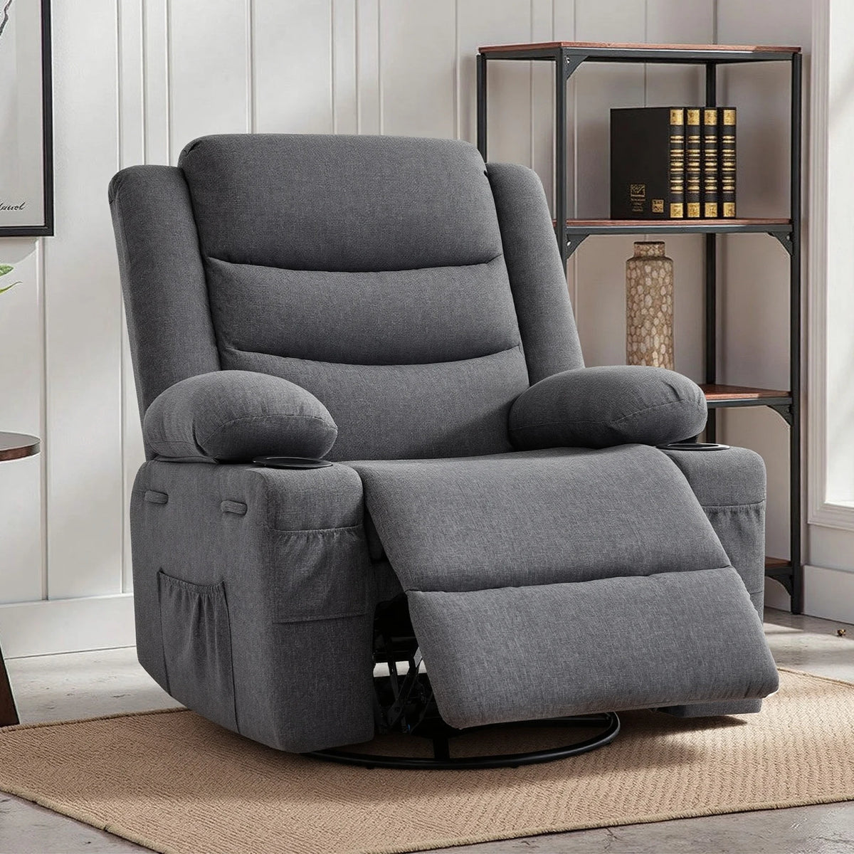 Overstuffed Swivel Rocker Recliner Chair