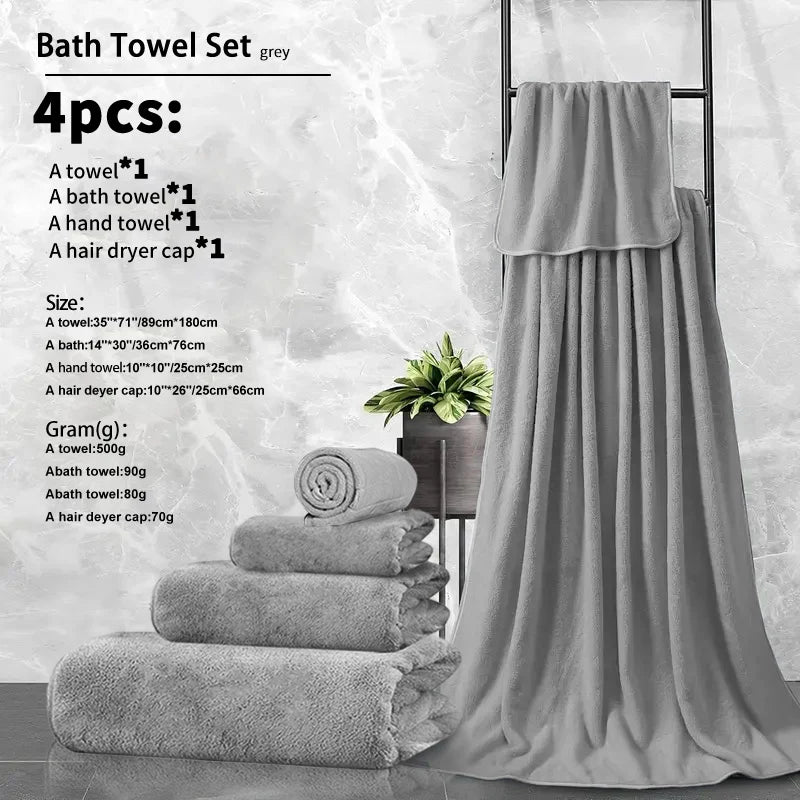 Ultra Soft Coral Fleece Bath Towel Set