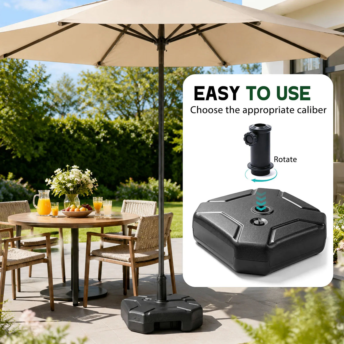 Heavy‑Duty Fillable Patio Umbrella Base Stand