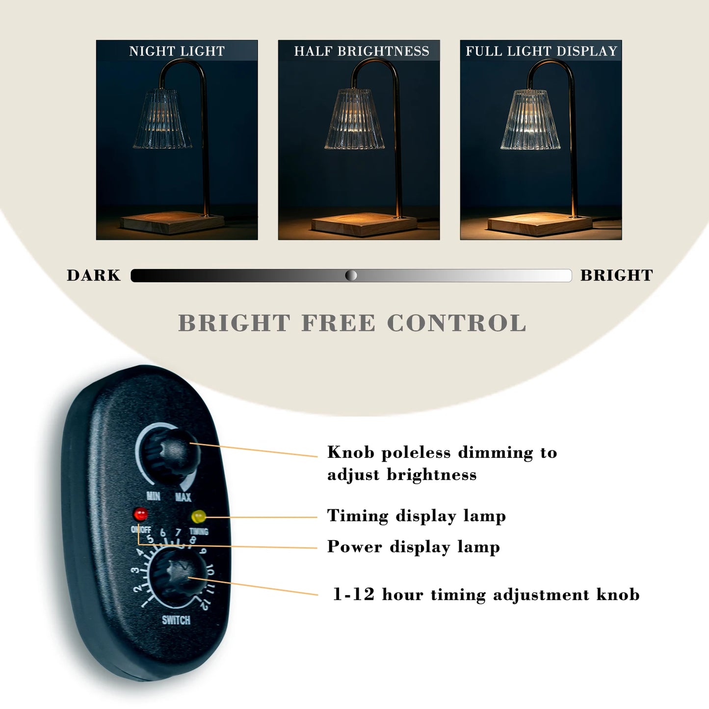 Candle Lamp Warmer With Timer Dimmer