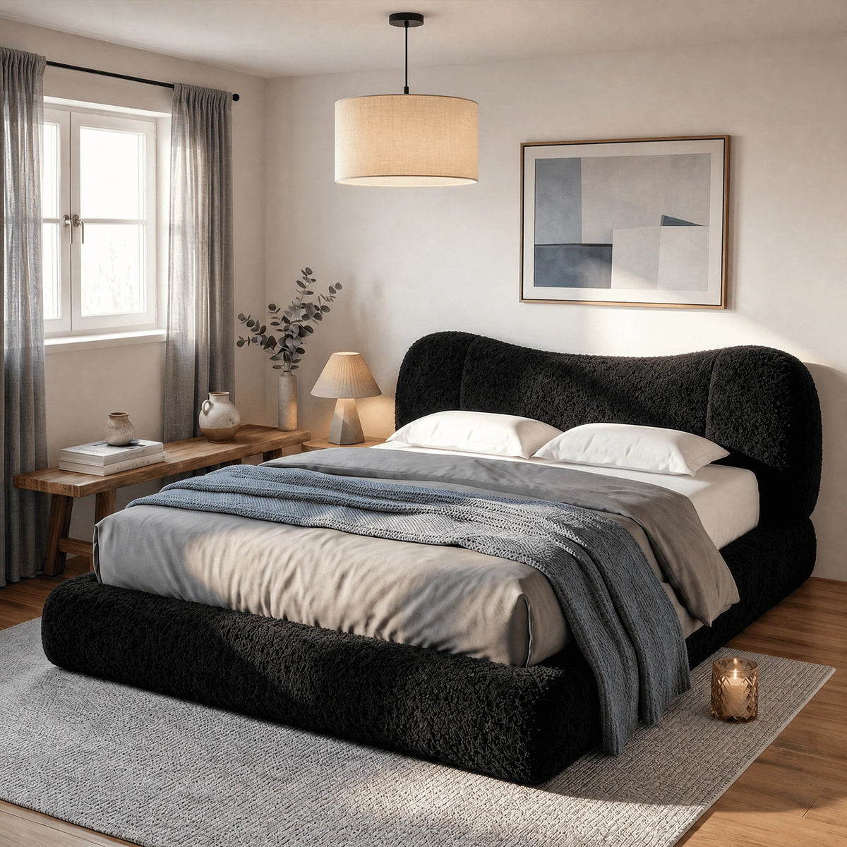 Cloud Bed Frame with Detachable Headboard