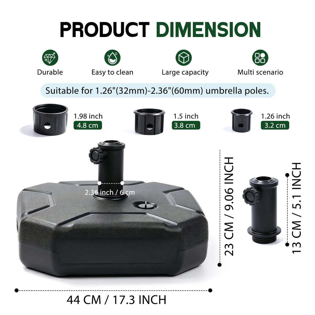 Heavy‑Duty Fillable Patio Umbrella Base Stand