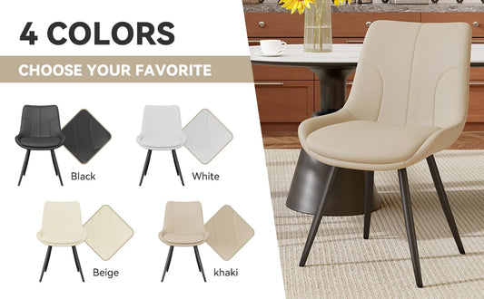 Upholstered Modern Faux Leather Dining Chairs with Thick Cushion and Metal Legs