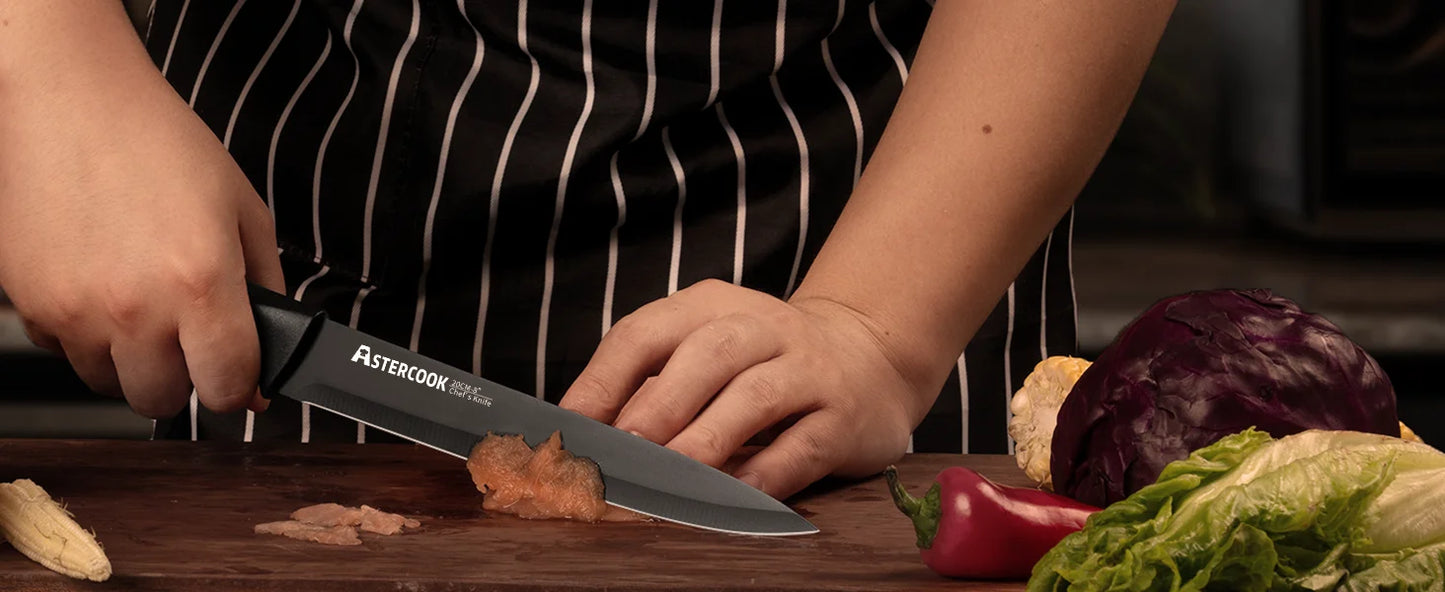 Kitchen Knife Set with Built-in Sharpener Block